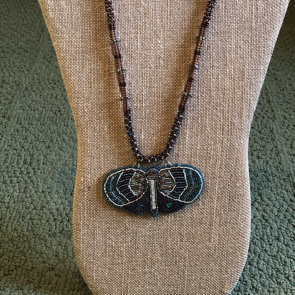 Vintage Beaded Butterfly necklace